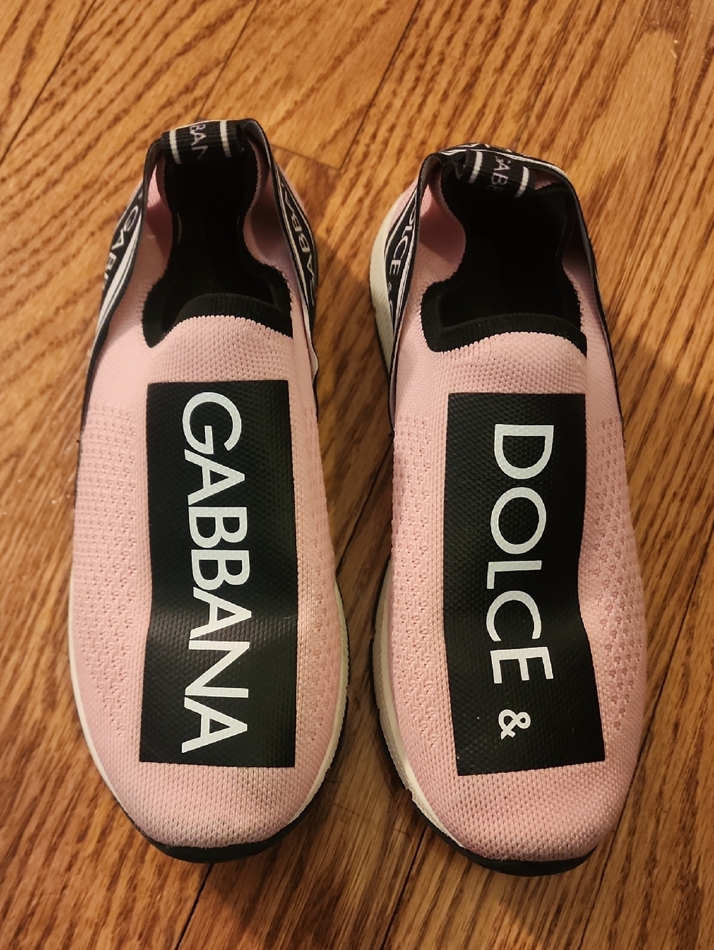 Dolce & Gabbana Pink & Black Slip-On Knit Sneakers, Big Girls 4